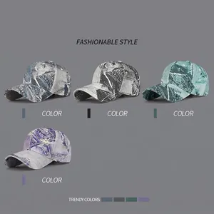 Lot de casquettes de baseball en denim délavé vintage en bleu noir vert et violet