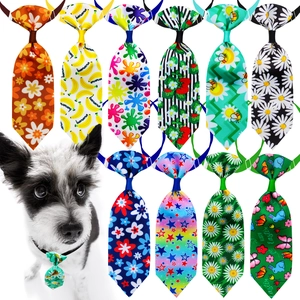 Adjustable Pet Necktie Polyester Cartoon Floral Dog Cat Neck Tie For Holiday Wedding Party Celebration Accessories Fashion