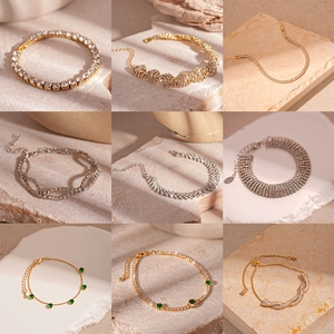 Minimalist gold and silver geometric tennis bracelets set with sparkling zircons
