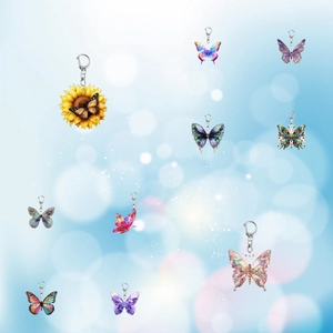 Acrylic Butterfly Sunflower Keychain Inspirational Words Printed Key Ring Bag Hanging Ornament Women Girls Gift Decoration
