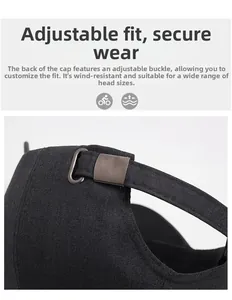 Detail of adjustable metal buckle strap on the back of the men's outdoor baseball cap