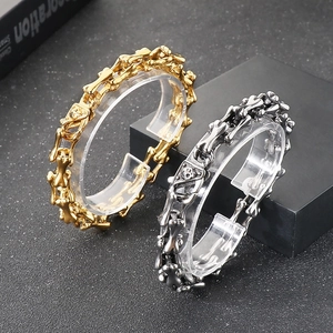 Stainless Steel Bone Chain Bracelet Punk Gothic Skull Clasp Skeleton Links Jewelry For Men