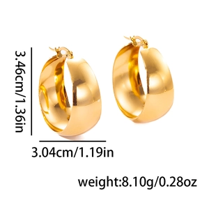 Detailed size specifications of gold-plated titanium steel twist hoop earrings