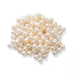 Loose 4-5mm natural white freshwater pearls with large holes for DIY jewelry making