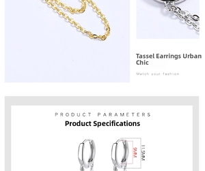 Detaillierte Größenangaben für 925 Silber Quastenkette Creolen Ohrringe für Damen