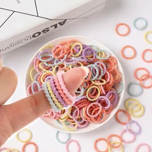 Elastic multicolor spiral hair ties for toddlers in soft macaron shades, gentle on hair