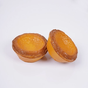 Realistic 7.5cm PU egg tart model squeeze toy set with detailed crust texture