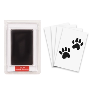 Detail of clean-touch ink pad set for baby and pet paw prints with blank cards