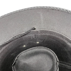 Black western cowboy hat featuring breathable mesh texture and internal sweatband detail