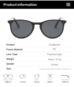 Detailed size chart and technical specifications for oval polarized kids sunglasses