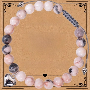 Natural Stone Beaded Bracelet With Alloy Heart Pendant Adjustable Braided Cord Teacher Appreciation Graduation Gift Jewelry