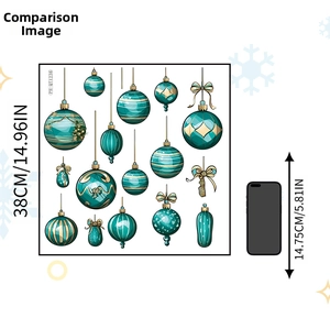 Christmas ball wall stickers in blue and gold with mobile phone for size reference