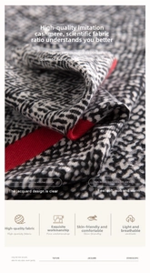 Close-up of premium cashmere-like scarf showing soft jacquard weave and houndstooth pattern
