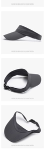Detailed close-up of dark grey sun visor featuring breathable mesh fabric and adjustable strap