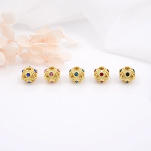 Hollow Square Copper Beads 18K Gold Plated With Colorful Zircon For DIY Bracelet Necklace Jewelry Making Geometric