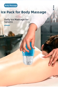 Silicone ice roller massager being applied to back for skin tightening and cooling relief