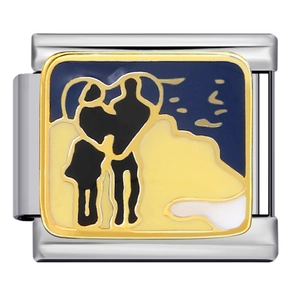 Charme italien pour bracelet modulaire avec silhouette de couple romantique sous un ciel étoilé