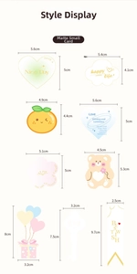 Assorted frosted macaron-style greeting cards in cute animal and object shapes