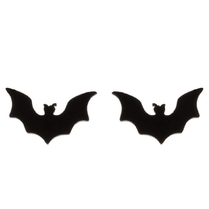 Minimalist black bat earrings in stainless steel for Halloween fashion accessories