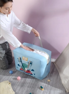 Oxford fabric quilt storage bag with cute dinosaur prints and durable zipper closure