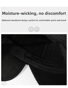 Detail of the widened sweatband with breathable moisture-wicking fabric on baseball cap