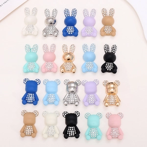 Cartoon Bear Rabbit DIY Jewelry Charms Alloy Rhinestone Decorative Accessories For Phone Case Shoes Crafts Cute Style