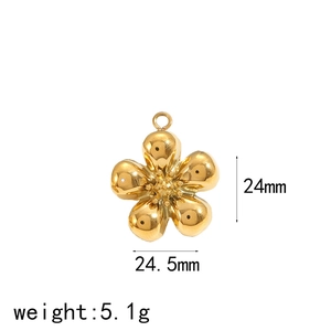 18k vergoldetes Blumen-Schmuckset aus Edelstahl mit 24mm Anhänger und Ohrringen