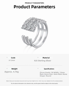 Detail of 925 sterling silver ring with triple hollow band and 5A grade zircon stones