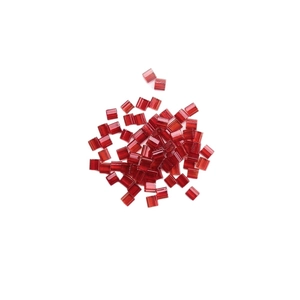 Deep red square Tila glass beads for DIY jewelry making on a clean white background