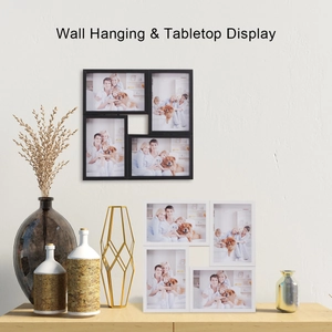 Close-up of a 4-frame collage photo frame for wall hanging and tabletop display