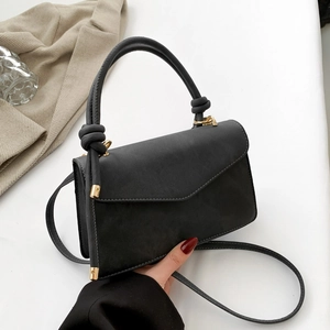 Sac Bandoulière Femme En Cuir PU Mat Minimaliste Poignée Nouée Rabat Enveloppε Sac À Main Commuter Style Coréen