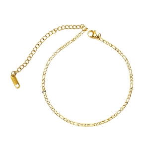 Minimalist gold plated stainless steel anklet with adjustable lobster clasp and logo tag