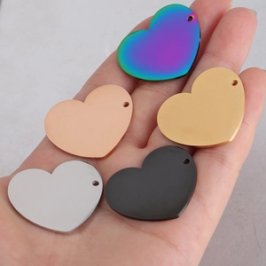 Gepolijste hartvormige hangers van roestvrij staal in regenboog roségoud goud zilver en zwart