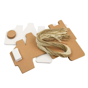 DIY retro kraft paper candy box set with square gift boxes tags and natural jute twine pack