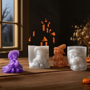 Halloween witch and pumpkin silicone molds for DIY resin candles and plaster ornaments