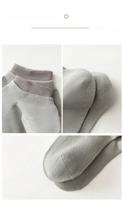 Close-up of elastic cuff and reinforced heel on breathable cotton low cut socks