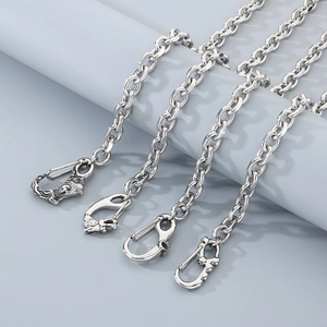 Punk silver multi-layer metal wallet chain with detailed wolf and dragon head hooks