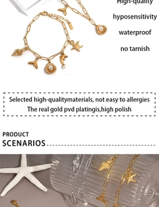 Detail of waterproof stainless steel ocean jewelry with starfish and pearl charms