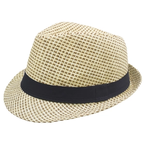Chapeau trilby classique en paille pour hommes avec ruban noir pour protection solaire