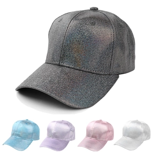 Shiny Glitter Sequin Baseball Cap PU Leather Metallic Adjustable Unisex Curved Brim Fashion Hat