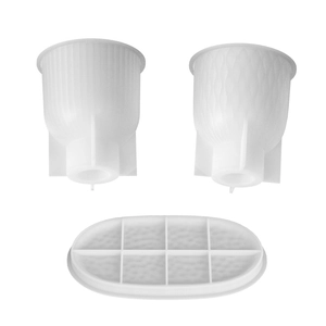 DIY silicone mold set for striped and water ripple vases with an oval base tray