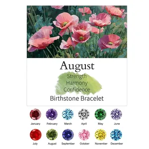 Natural crystal birthstone flower bracelet set with twelve monthly symbolic gemstones