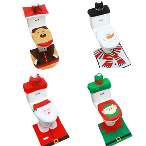 Weihnachts Toilettensitzbezug Spülkastenabdeckung Teppich Flanell Stoff Festlich Weihnachtsmann Schneemann Bad Deko