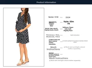 Vestido de maternidad con lunares, cuello en V y cintura ajustada con detalles del producto