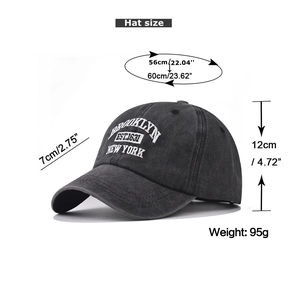 Guide détaillé des dimensions pour casquette Brooklyn grise au style délavé