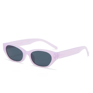 Modern light purple oval sunglasses with dark lenses for a trendy street fashion style
