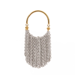 18k gold and silver stainless steel chain fringe ring with mixed metal tassel aesthetic