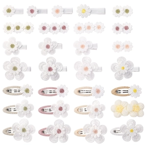 Handmade Embroidered Flower Hair Clips Daisy Camellia Sweet Fresh Hairpins For Kids Girls Hair Accessories