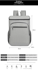 Detailed size specifications and weight of the waterproof insulated picnic backpack