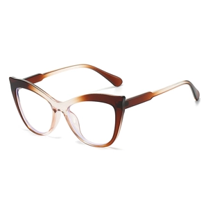 Brown gradient cat-eye blue light blocking glasses with stylish retro frames
